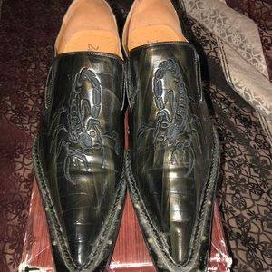 Italian Men’s dress shoes blk/grn size 13